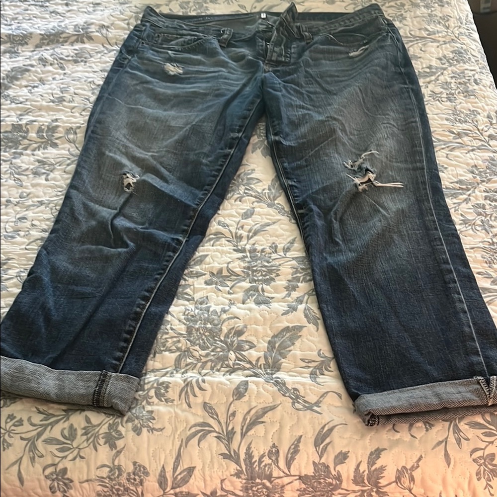 LOFT Blue Boyfriend Distressed Jeans